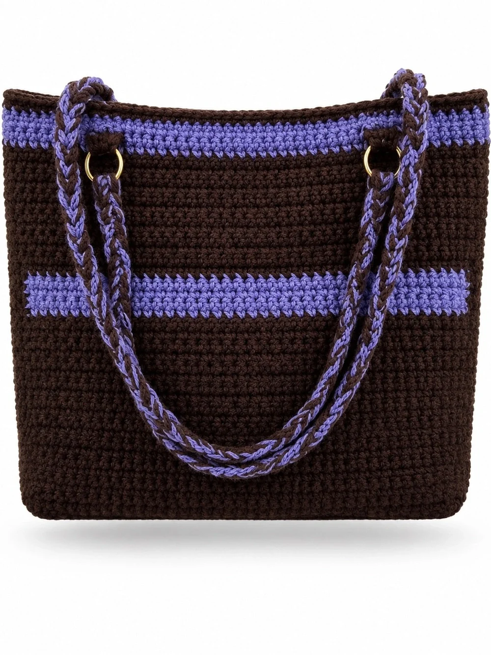 Y2K Crochet Tote Bag in Brown and Purple - Women Bags
